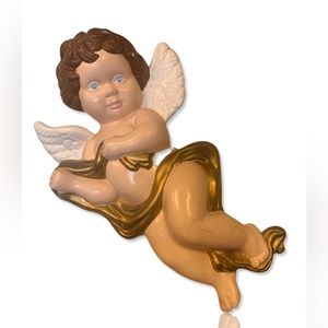 Vintage Mid century Baby Girl Angel Cherub 11” tall ceramic -
